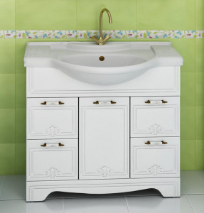 Тумба с раковиной Runo Кантри 85 белая Тумба с раковиной Runo Кантри 85 белая