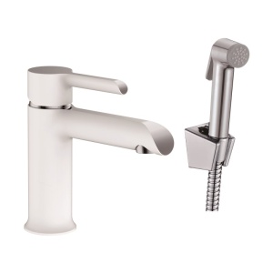 Смеситель для раковины с гигиеническим душем Haiba HB12805-8, белый Смеситель для раковины с гигиеническим душем Haiba HB12805-8, белый