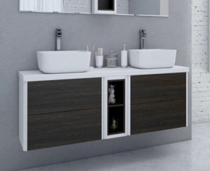 Тумба с раковиной Акватон Брук 140 (60+20+60) Тумба с раковиной Акватон Брук 140 (60+20+60)