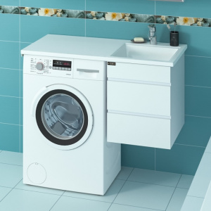 Раковина над стиральной машиной Лидер 100 с подвесной тумбой Марс 38 правая Раковина над стиральной машиной Лидер 100 с подвесной тумбой Марс 38 правая