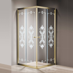 Душевой уголок Cezares Giubileo-A-2-100 стекло с узором, золото Душевой уголок Cezares Giubileo-A-2-100 стекло с узором, золото