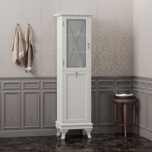 Шкаф-пенал Opadiris Борджи L слоновая кость, с бельевой корзиной Шкаф-пенал Opadiris Борджи L слоновая кость, с бельевой корзиной