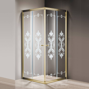 Душевой уголок Cezares Giubileo-A-2-90 стекло с узором, золото Душевой уголок Cezares Giubileo-A-2-90 стекло с узором, золото