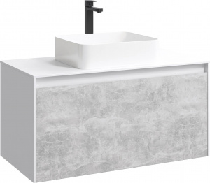 Тумба с раковиной Aqwella 5 stars Mobi 100 белая, бетон светлый Тумба с раковиной Aqwella 5 stars Mobi 100 белая, бетон светлый