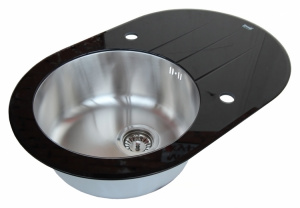 Мойка кухонная Zorg Inox Glass GL-5077-OV-BLACK черное стекло Мойка кухонная Zorg Inox Glass GL-5077-OV-BLACK черное стекло