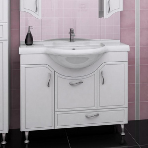 Тумба с раковиной Runo Севилья 105 с бельевой корзиной Тумба с раковиной Runo Севилья 105 с бельевой корзиной