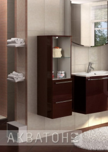 Шкаф-пенал Акватон Севилья гранат низкий Шкаф-пенал Акватон Севилья гранат низкий