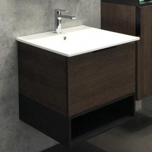 Тумба с раковиной Comforty Франкфурт 60, подвесная, дуб шоколадно-коричневый Тумба с раковиной Comforty Франкфурт 60, подвесная, дуб шоколадно-коричневый