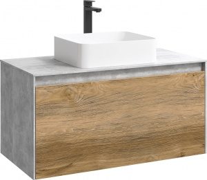 Тумба с раковиной Aqwella 5 stars Mobi 100 бетон светлый, дуб балтийский Тумба с раковиной Aqwella 5 stars Mobi 100 бетон светлый, дуб балтийский