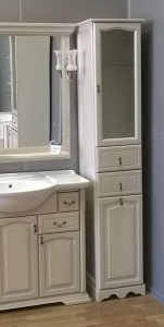 Шкаф-пенал Opadiris Риспекто 40 R слоновая кость, с бельевой корзиной Шкаф-пенал Opadiris Риспекто 40 R слоновая кость, с бельевой корзиной