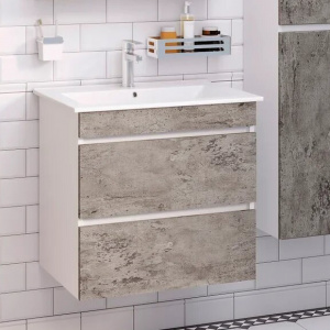 Тумба с раковиной Runo Манхэттен 65, подвесная, серый бетон Тумба с раковиной Runo Манхэттен 65, подвесная, серый бетон