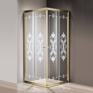 Душевой уголок Cezares Giubileo-A-2-80 стекло с узором, золото Душевой уголок Cezares Giubileo-A-2-80 стекло с узором, золото