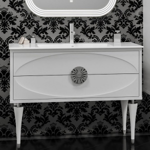 Тумба с раковиной Opadiris Ибица 90 белая, фурнитура хром Тумба с раковиной Opadiris Ибица 90 белая, фурнитура хром