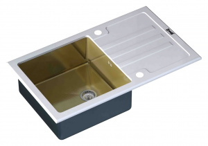 Мойка кухонная Zorg Inox Glass GL-7851-WHITE-BRONZE белое стекло Мойка кухонная Zorg Inox Glass GL-7851-WHITE-BRONZE белое стекло