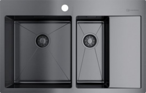 Мойка кухонная Omoikiri Akisame 78-2-GM-L вороненая сталь Мойка кухонная Omoikiri Akisame 78-2-GM-L вороненая сталь