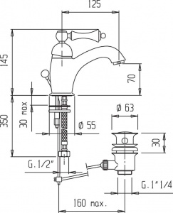 Смеситель Cezares Margot MARGOT-LSM1-02-Bi для раковины Смеситель Cezares Margot MARGOT-LSM1-02-Bi для раковины