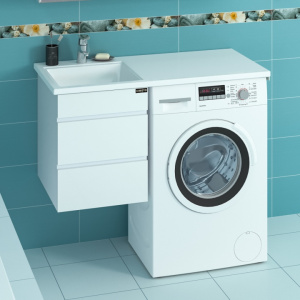 Раковина над стиральной машиной Лидер 100 с подвесной тумбой Марс 38 левая Раковина над стиральной машиной Лидер 100 с подвесной тумбой Марс 38 левая