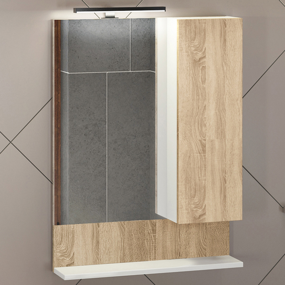 Зеркало-шкаф Comforty Рига 60 дуб сонома