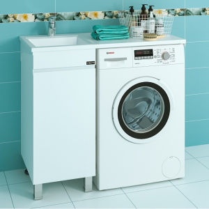 Тумба напольная Марс 38 с умывальником над стиральной машиной Лидер 100 левая Тумба напольная Марс 38 с умывальником над стиральной машиной Лидер 100 левая